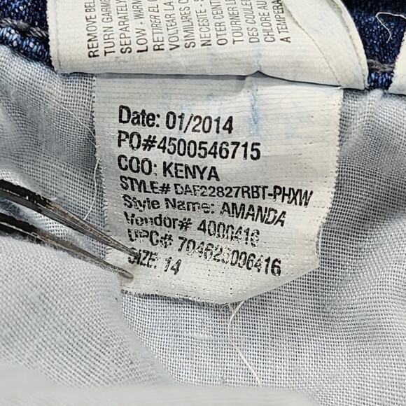 Gloria Vanderbilt Jeans Womens 14 Blue Amanda Capri High Rise Cuffed Stretch - Picture 9 of 14